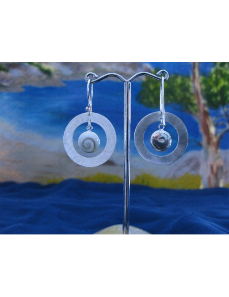 LE 0082 Earrings Shiva Eye Shell Silver