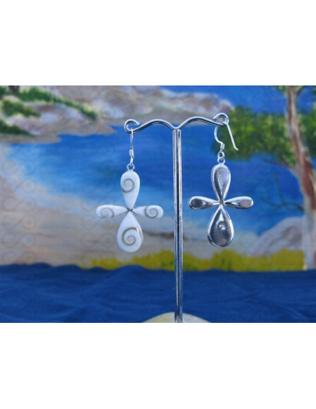 LE 0087 Earrings Shiva Eye Shell Silver