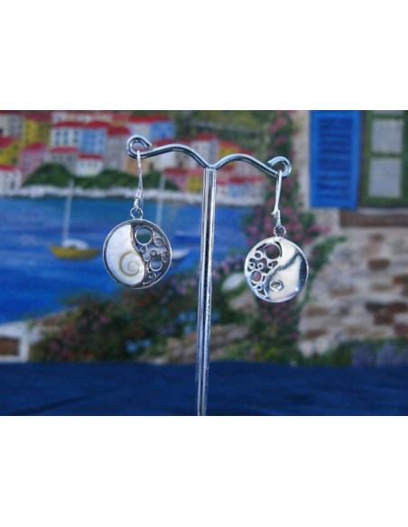 LE 0108 Earrings Shiva Eye Shell Silver