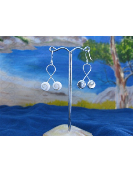 LE 0157 Earrings Shiva Eye Shell Silver