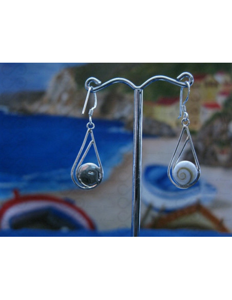 LE 0196 Earrings Shiva Eye Shell Silver