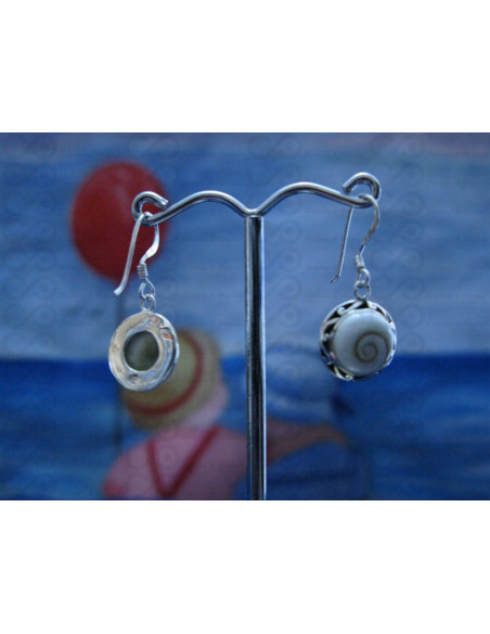 LE 0248 Earrings Shiva Eye Shell Silver