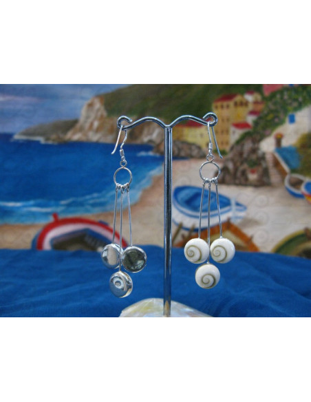 LE 0263 Earrings Shiva Eye Shell Silver