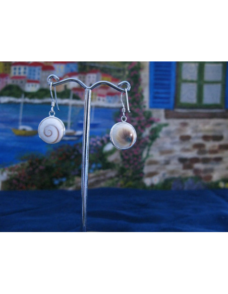 LE 0274 Earrings Shiva Eye Shell Silver