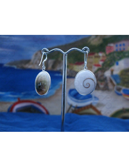 LE 0281 Earrings Shiva Eye Shell Silver