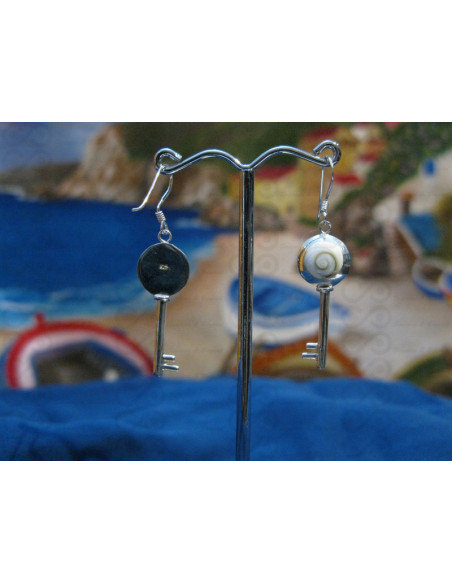 LE 0284 Earrings Shiva Eye Shell Silver