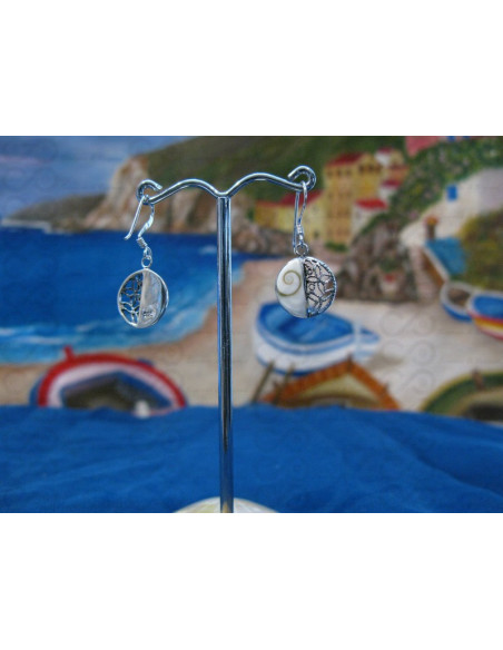 LE 0297 Earrings Shiva Eye Shell Silver