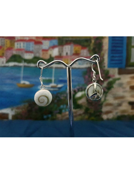 LE 0305 Earrings Shiva Eye Shell Silver