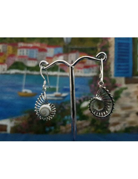 LE 0306 Earrings Shiva Eye Shell Silver