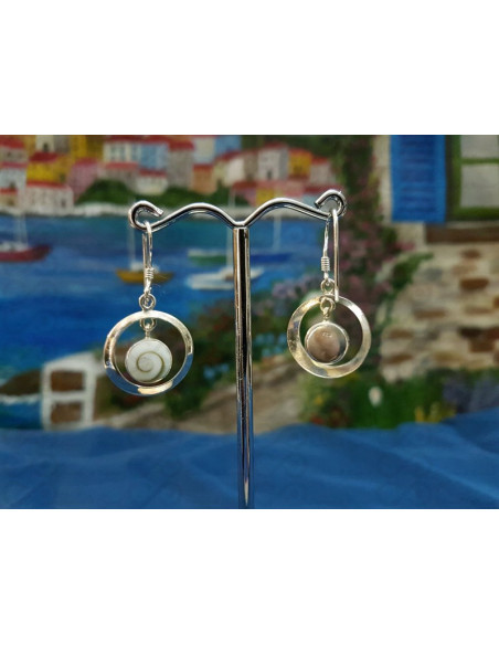 LE 0312 Earrings Shiva Eye Shell Silver