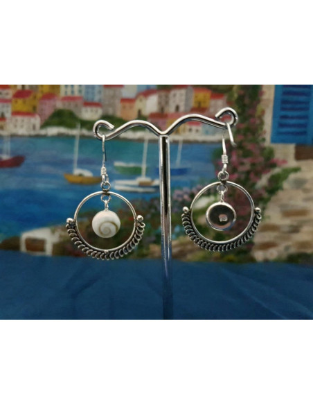 LE 0381 Earrings Shiva Eye Shell Silver