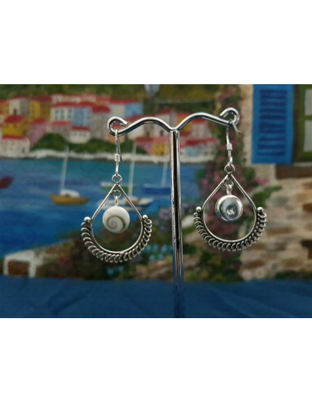 LE 0382 Earrings Shiva Eye Shell Silver