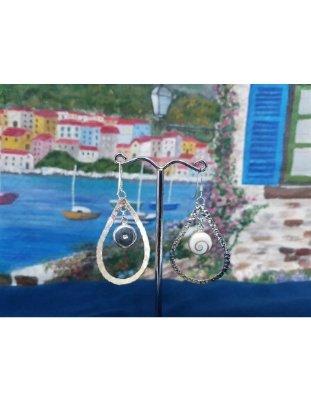 LE 0413 Earrings Shiva Eye Shell Silver