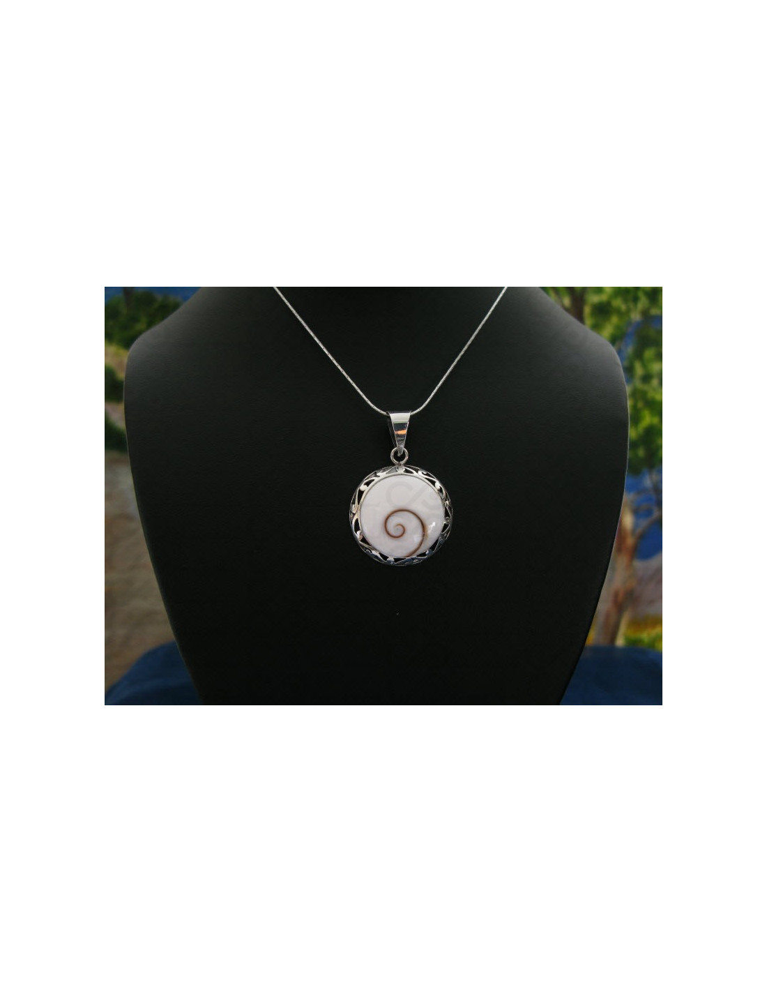 81stgeneration Collana Donna In Argento 925 Con Ciondolo A Conchiglia Ovale Occhio Di Shiva - Gioiello Boho Spirituale