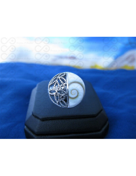 SR 0148 Ring Shiva Eye Shell Silver