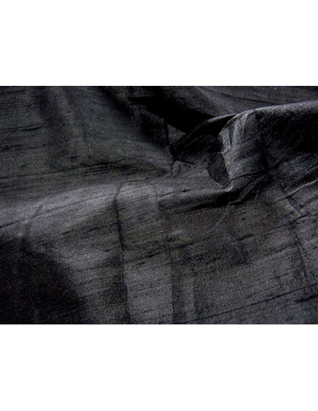 Black D145 Silk Dupioni Fabric