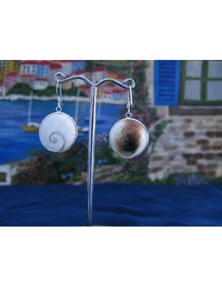 LE 0010 Earrings Shiva Eye Shell Silver