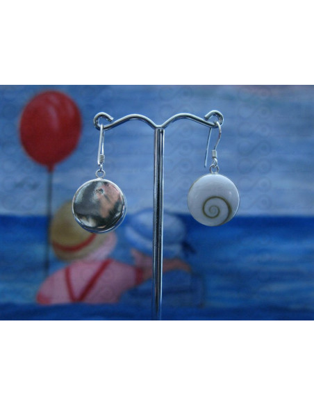 LE 0013 Earrings Shiva Eye Shell Silver