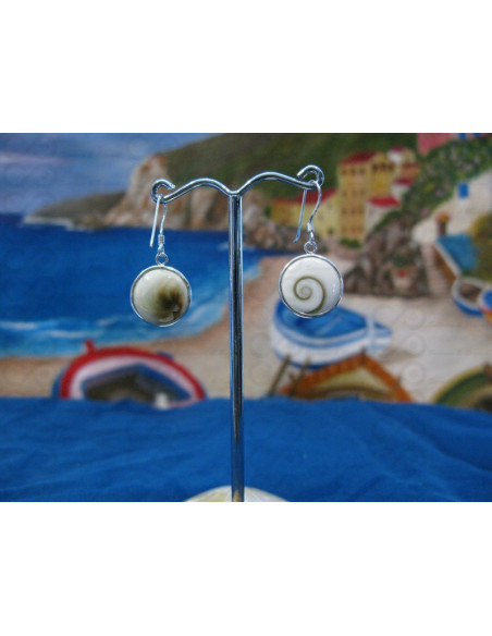 LE 0017 Earrings Shiva Eye Shell Silver