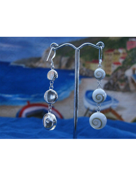 LE 0018 Earrings Shiva Eye Shell Silver