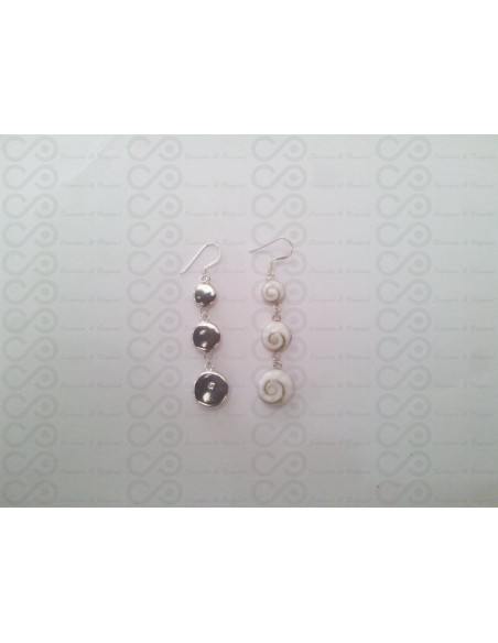 LE 0018 Earrings Shiva Eye Shell Silver
