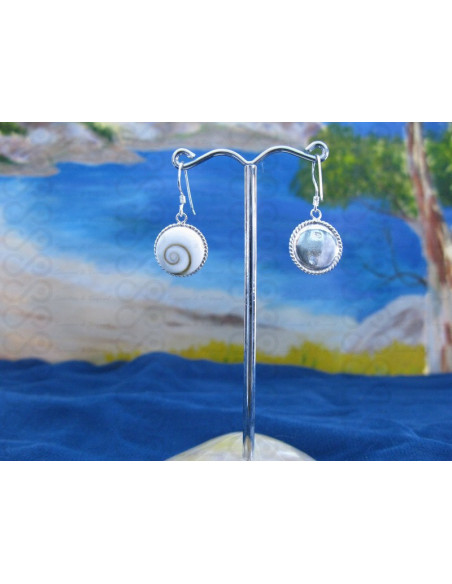 LE 0026 Earrings Shiva Eye Shell Silver