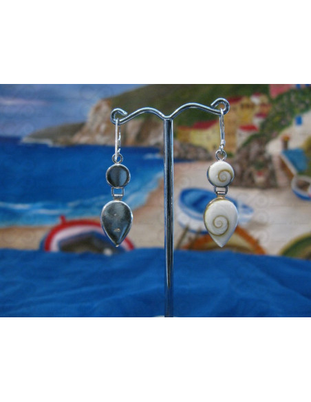 LE 0068 Earrings Shiva Eye Shell Silver