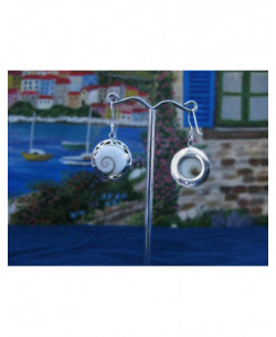 LE 0069 Boucles d'oreilles Shiva Oeil Argent