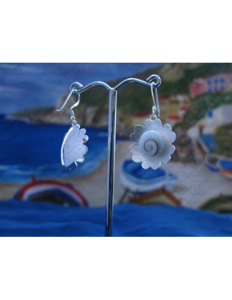 LE 0077 Earrings Shiva Eye Shell Silver